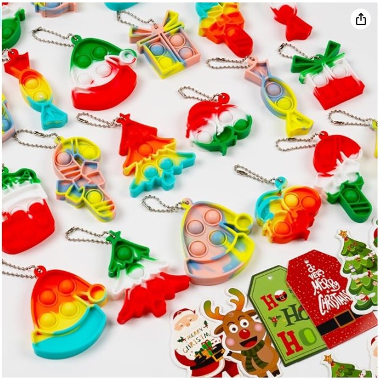 24 Pack Mini Pop Fidget Keychain for Toddler Kids Classroom Gifts - Christmas Party Favors for Kids Gifts for Christmas Stockings